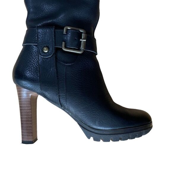Black Heeled Boots with Buckle Detail - Picture 9 of 16